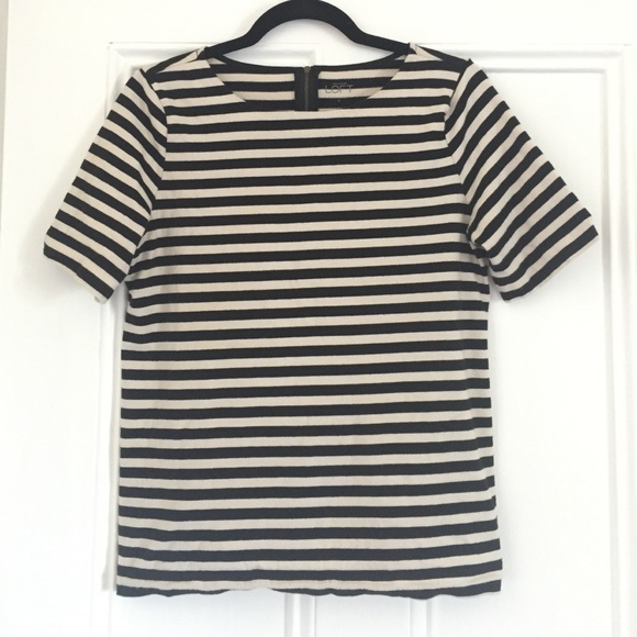 LOFT Tops - Loft • Striped Zip-Back Tee • size M
