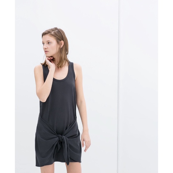 ZARA - Cotton Pique Tie Tank Dress