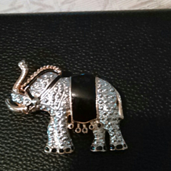 Black,Silver, and Gold Elephant Brooch.