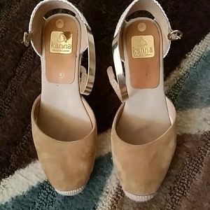 Original leather wedged heels