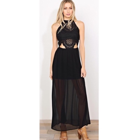 JV Boutique Dresses & Skirts - LAST🌷Black Crochet Maxi Dress ⚡️FLASH CLEARANCE