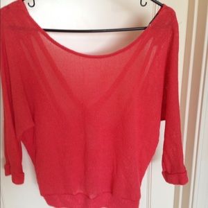Coral top with crisscross detailing
