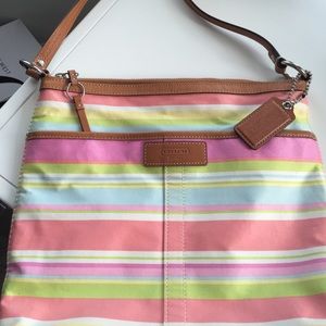 AUTHENTIC Coach Signature Legacy Stripe Hobo