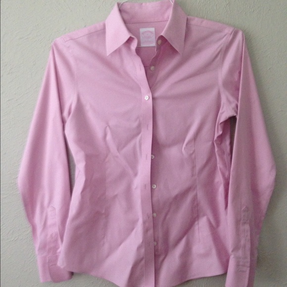 Pink woven button down shirt