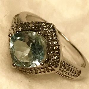 1.91ctw Genuine Blue Topaz & Diamond .925 Sterling