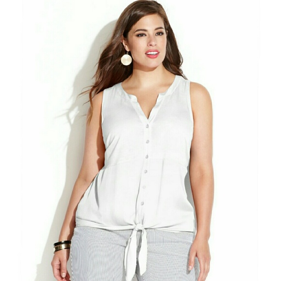 INC International Concepts Plus Size Sleeveless Ti - Picture 1 of 2