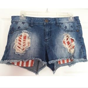 American Flag Denim Shorts