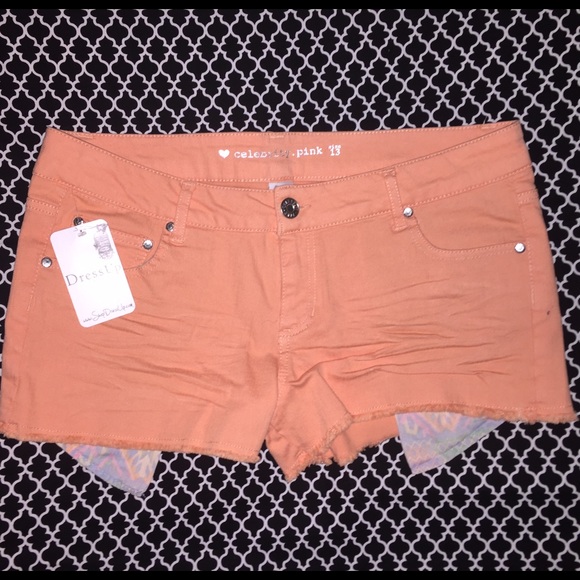 Orange Shorts with Aztec Pocket