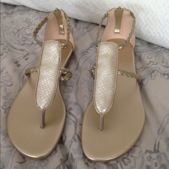 Gold leather thong sandal