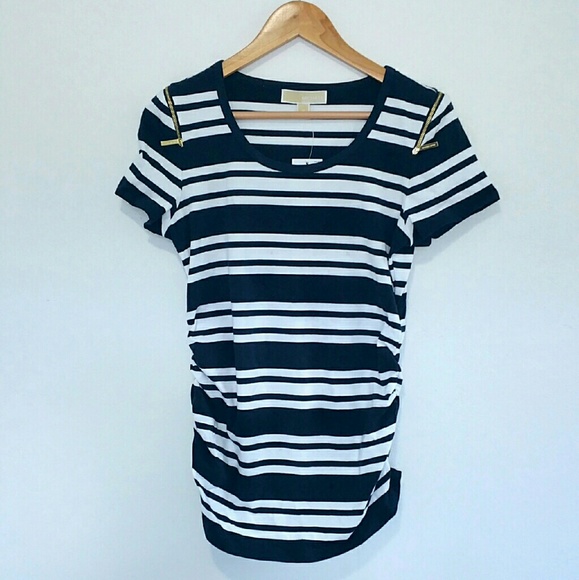 Michael Kors top basic tee stripes short sleeve M EUC - Picture 1 of 3