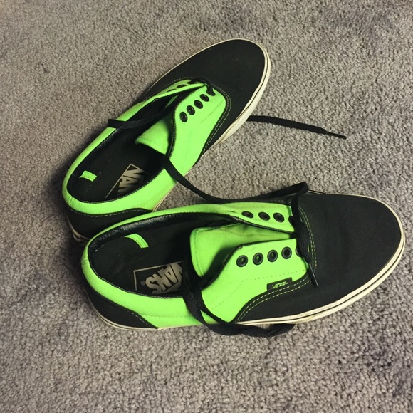 Black and neon green Vans . Unisex