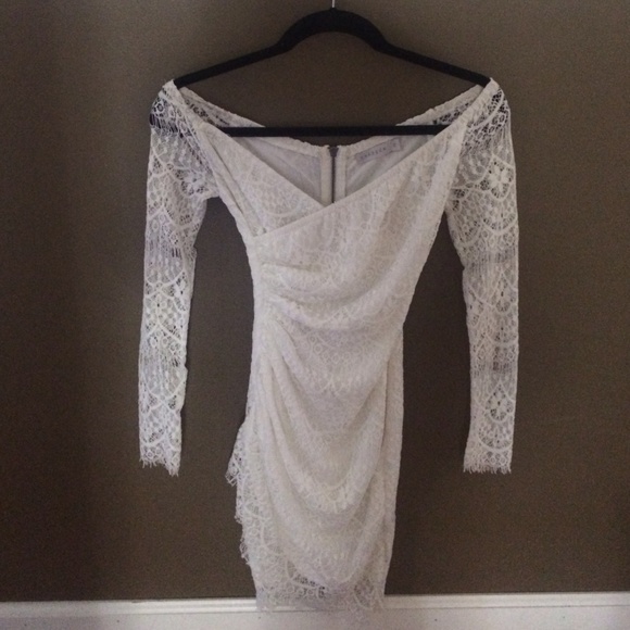 White lace off the shoulder dress