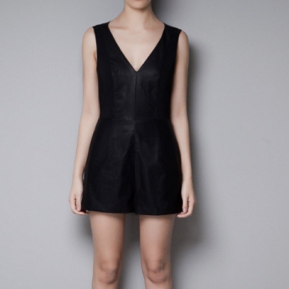 ZARA vegan leather romper XS