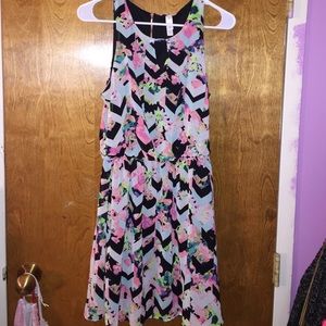 Neon floral print dress