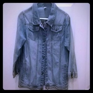 3/4 SLEEVE BLUE JEAN JACKET