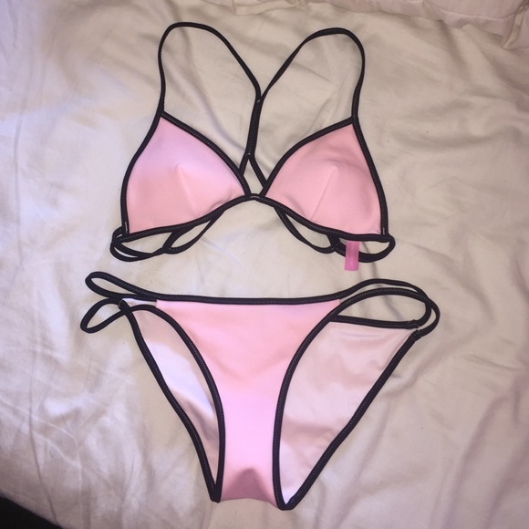 Pink neoprene bikini