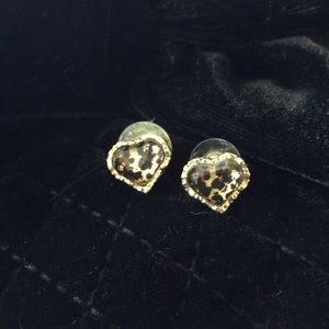 Betsey Johnson cheetah heart earings