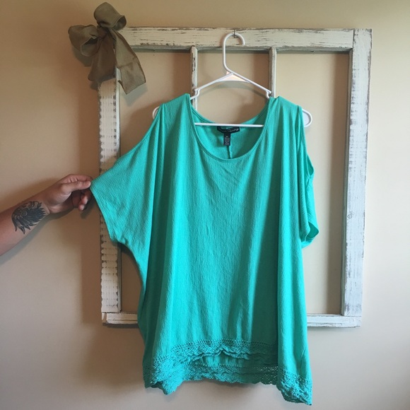 Tops - BOTTOM $ PRICE: Turquoise Top with Lace Bottom