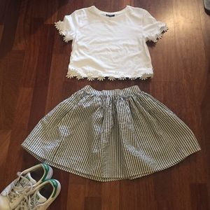 Seersucker Skater Skirt - American Apparel