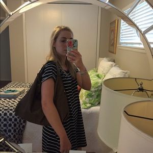 FURLA dark tan leather hobo bag