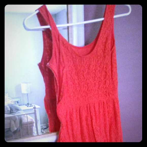Coral lace dress