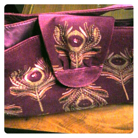 NWT Old Navy Peacock Feather Embelished Purse