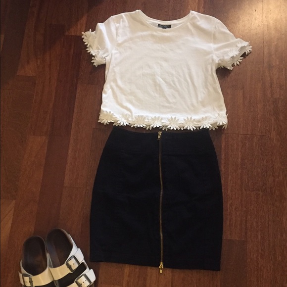 Black Denim Pencil Skirt - Size 2