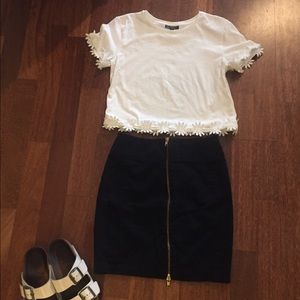 Black Denim Pencil Skirt - Size 2