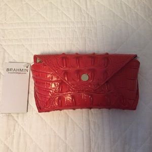 Brahmin red crocodile glasses case, NWT