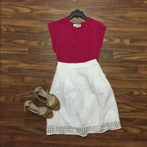 LOFT White Eyelet Skirt