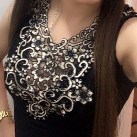 TODAY peplum top with embellish lace neck new