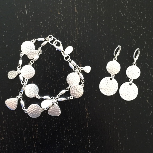 Bracelet Earring hammered silver