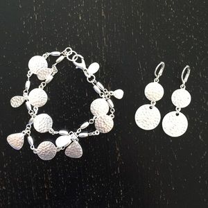 Bracelet Earring hammered silver