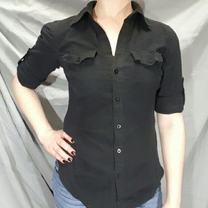 Simple black button up