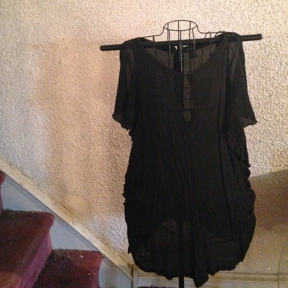 Black ruffle top