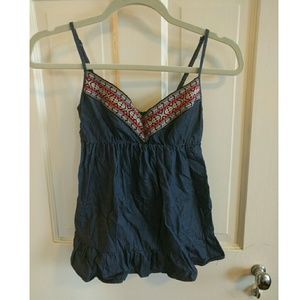 Chambray Embroidered Tank