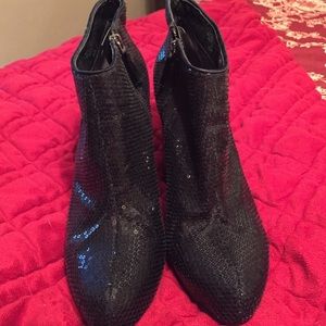 Nine West Sequined Zip Up Booties