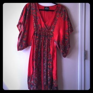 Angie Bohemian Red Paisley Dress