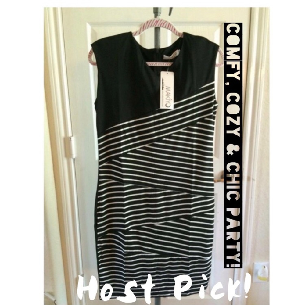 Makiyo Black and White Striped Dress