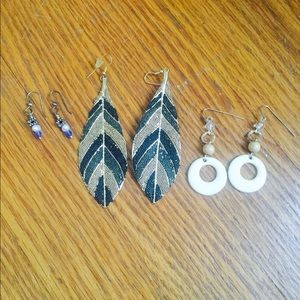 Three pairs of earrings