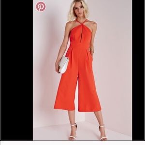 MISSGUIED ORANGE CULLOTE JUMPSUIT