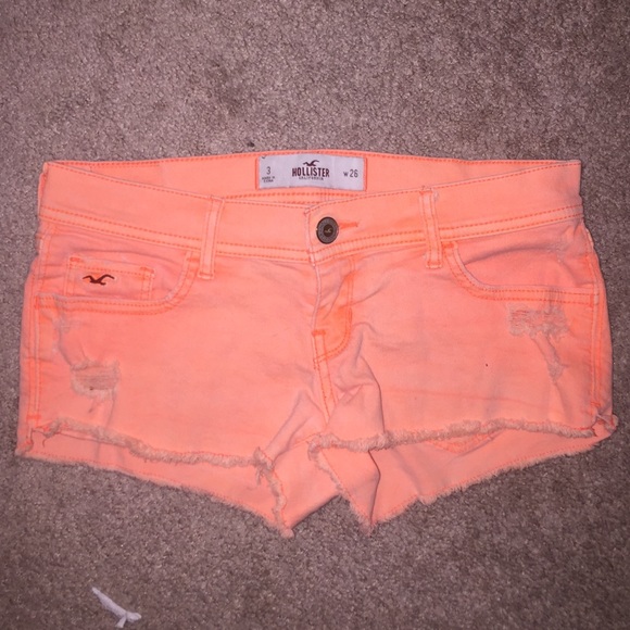 Hollister Pants - Neon orange hollister shorts