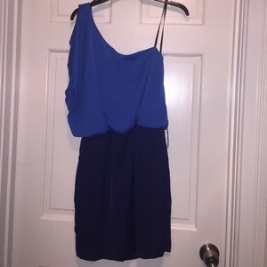 Blue and navy blue one shoulder dress