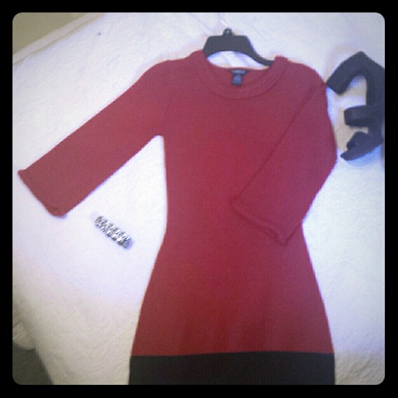 Red and black sweater dress