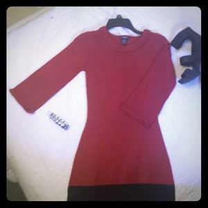 Red and black sweater dress
