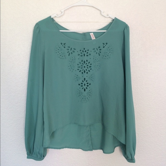 Mint peasant blouse