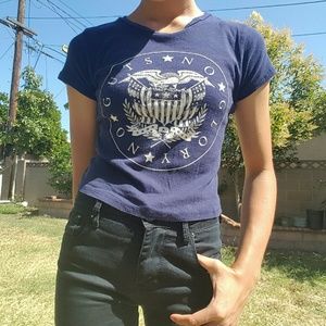 Navy Graphic Crop Top