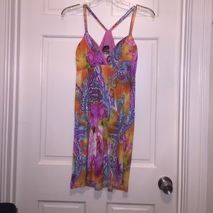 Multicolor, spaghetti strap sun dress with paisley