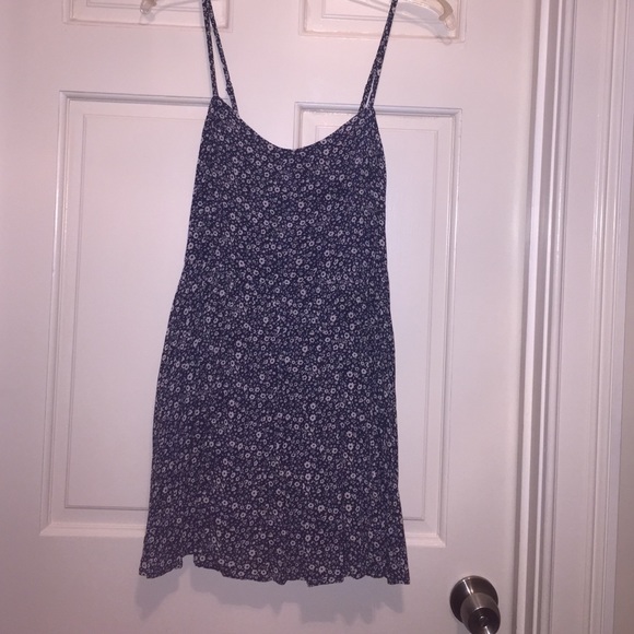 Navy blue dress with tiny white flowers