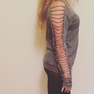 Long sleeve destroyed tee